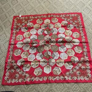 Vintage Italian Square Scarf | Red Geometric Print | Made in Italy | 27"x27" | 1